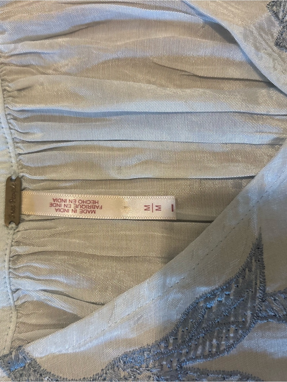 Free People Sahara Embroidered Top Blue Morning - Picture 7 of 7